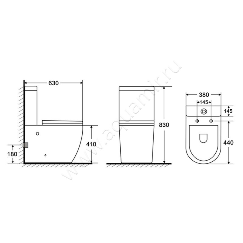 Унитаз-компакт Azario CORSA AZ-2062S размеры