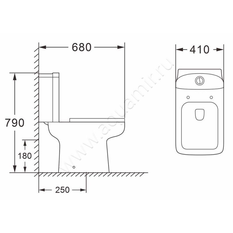 Унитаз-компакт в сборе с крышкой Azario ELANA AZ-234 размеры