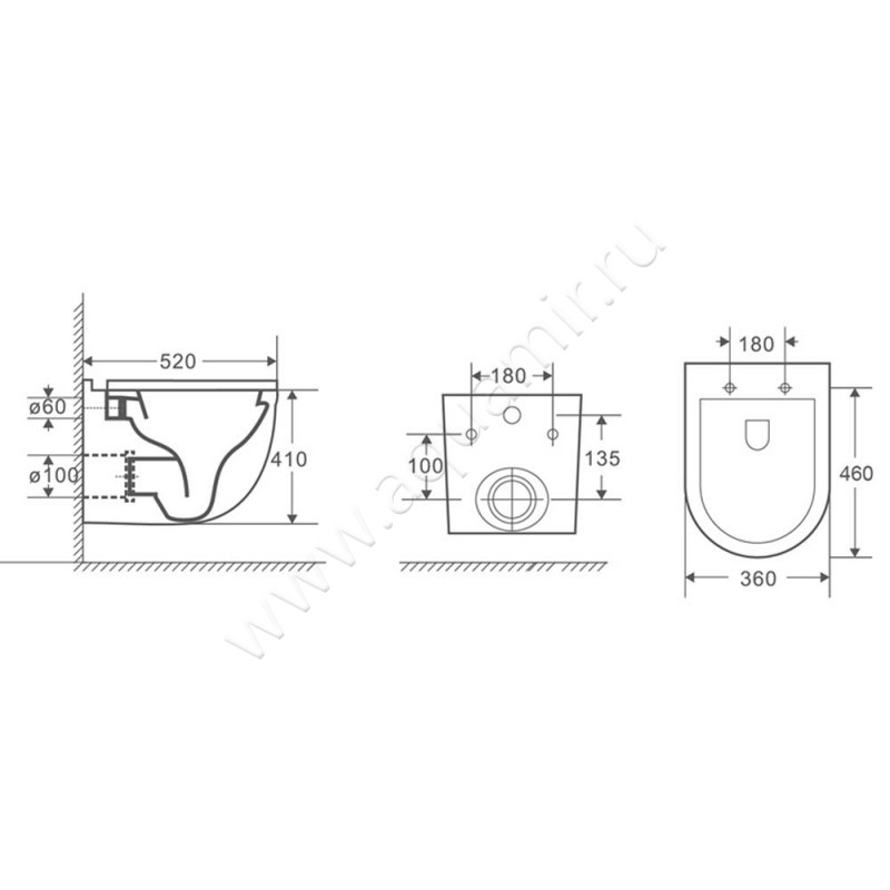 Унитаз подвесной Azario FORA AZ-0017-UQ1 размеры