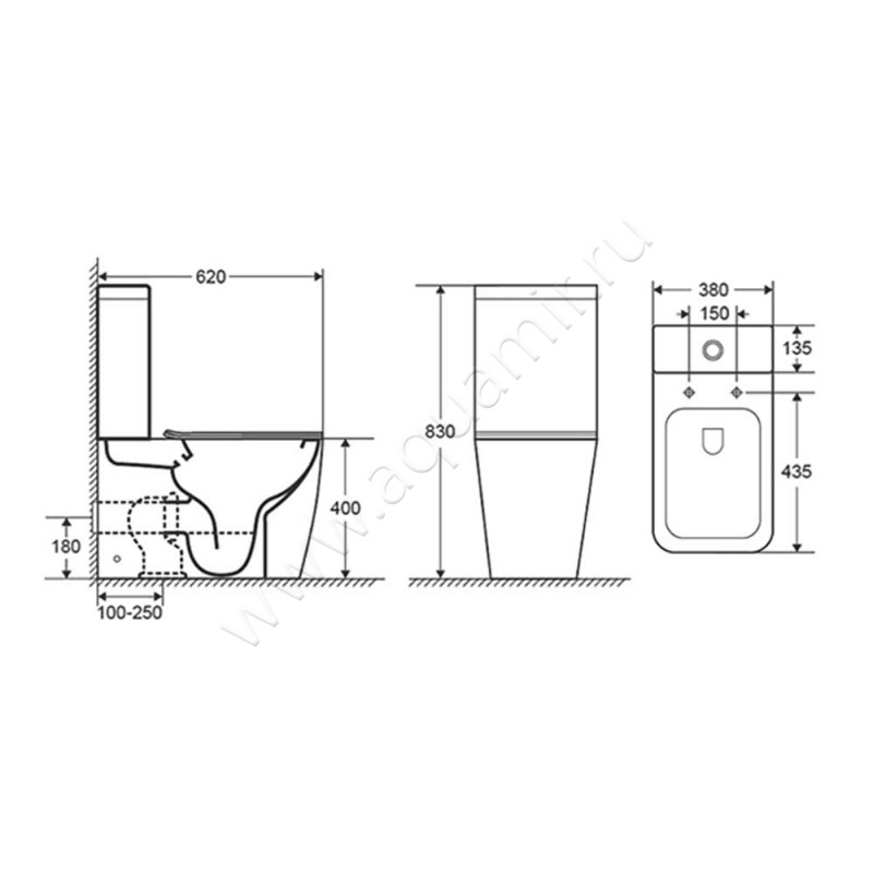Унитаз-компакт Azario LEVANTO AZ-1228A размеры