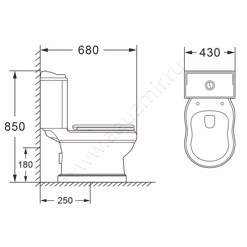Унитаз-компакт Azario LORETTI AZ-239 размеры