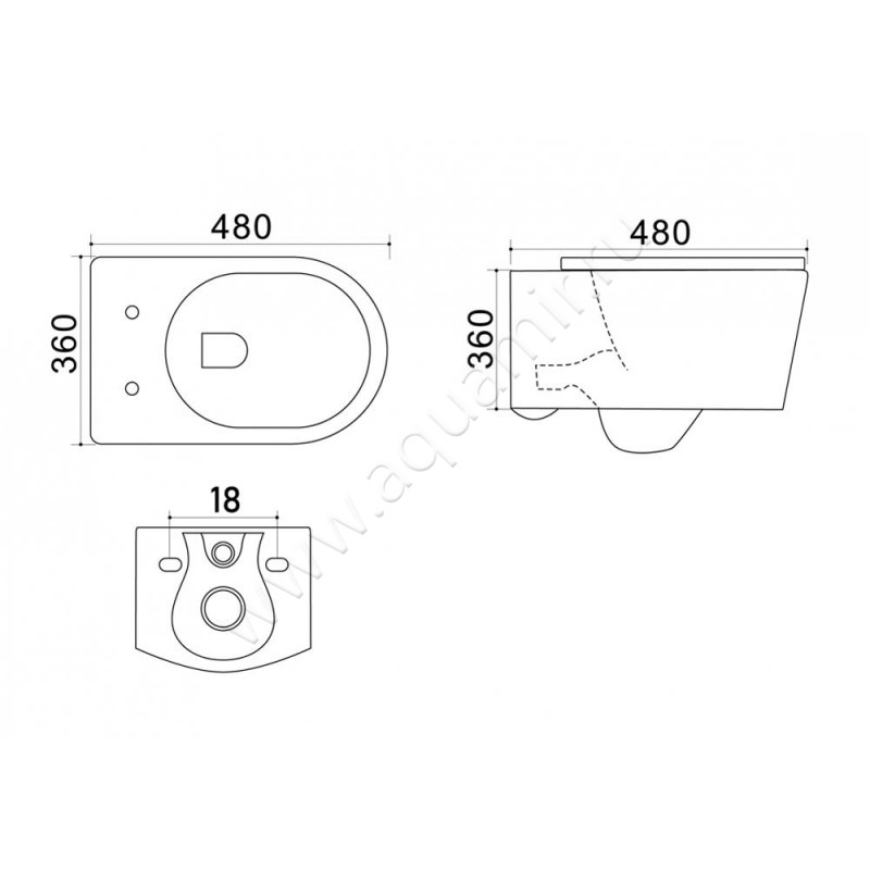 Унитаз подвесной Azario NOVA AZ2217 размеры