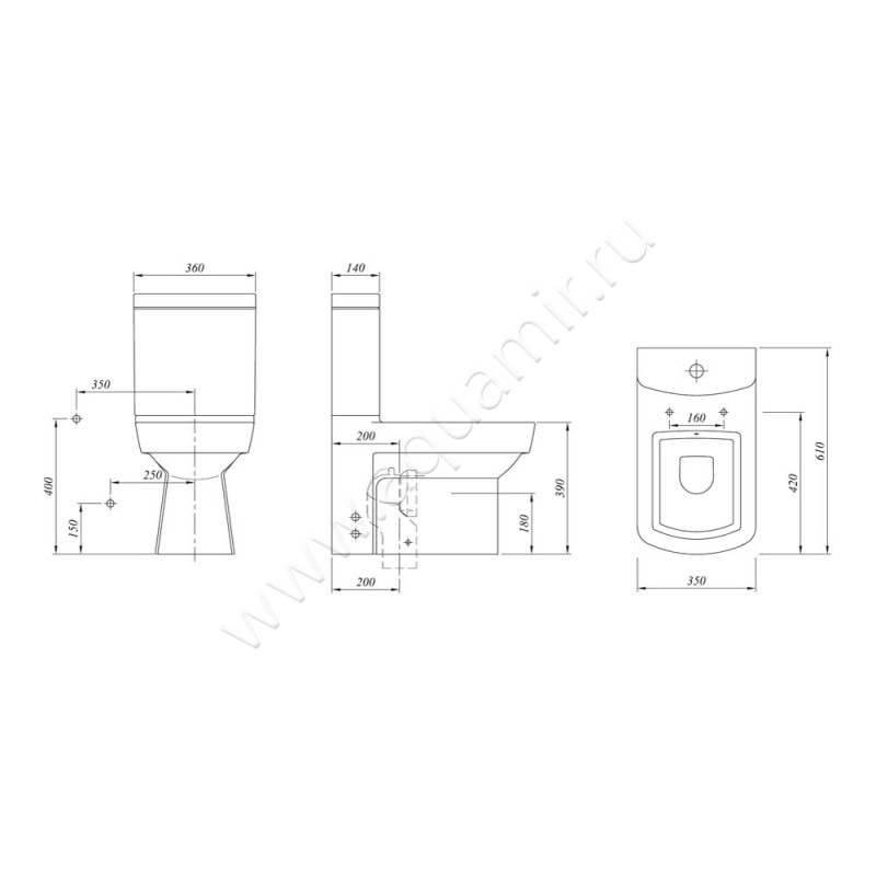 Унитаз-компакт Kale BASICS 00043904 размеры