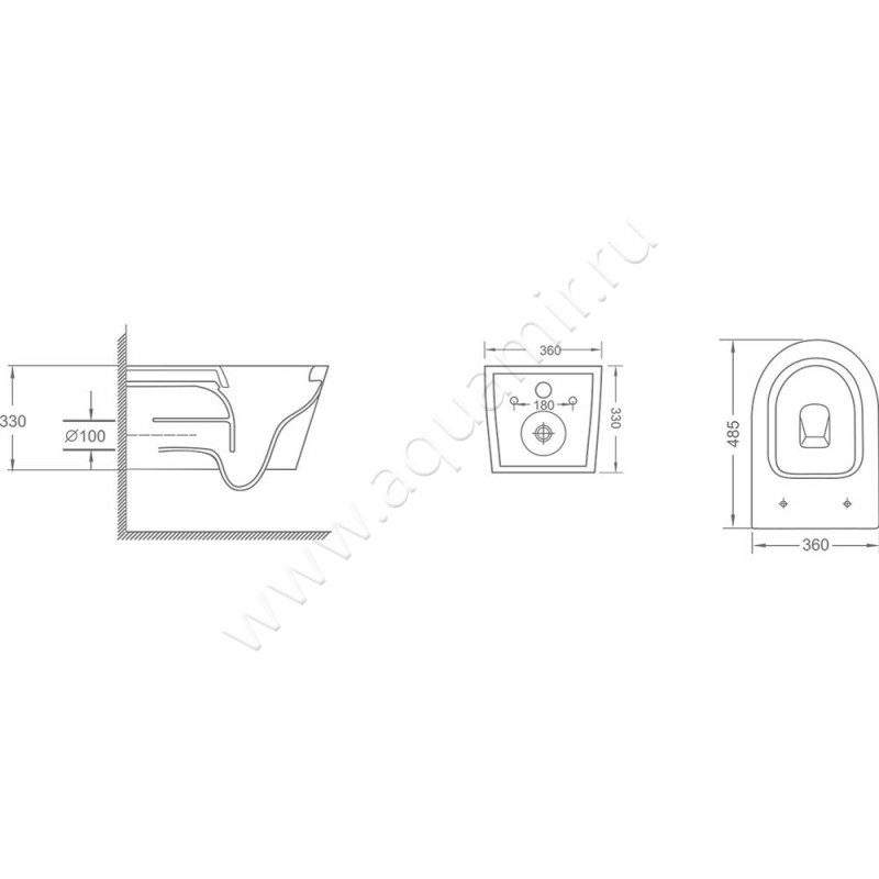 Унитаз подвесной с крышкой Loranto KROSA 00087266 размеры