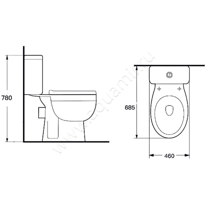 Унитаз-компакт в сборе с крышкой Loranto MARZO CS-B1688 PP размеры