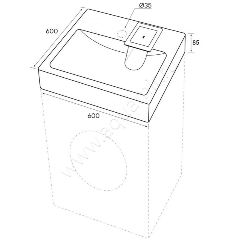 Раковина подвесная над стиральной машиной Azario MONAKO CS00079880 размеры