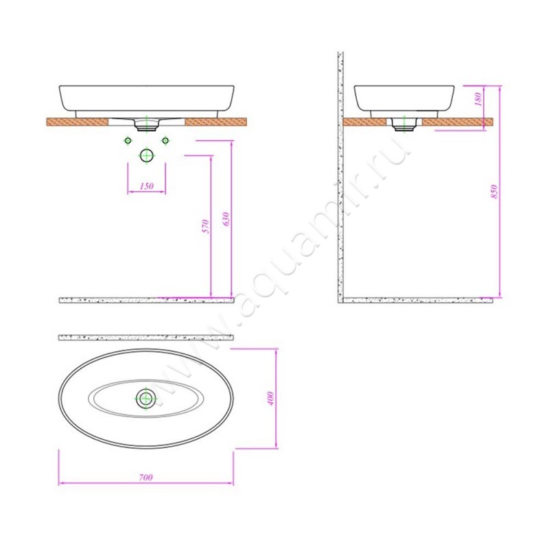 Раковина чаша Kale DOVE 00043912 размеры