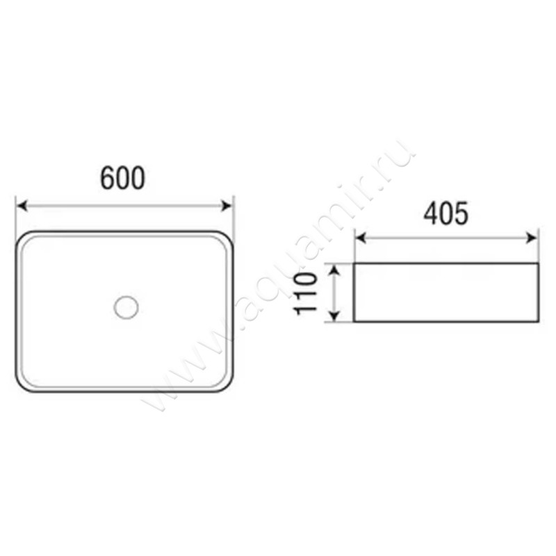 Раковина-чаша накладная Azario AZ-2174 размеры