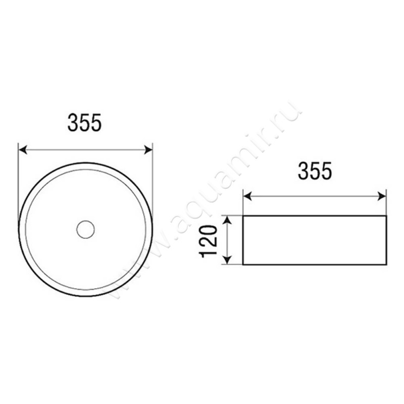 Раковина-чаша накладная Azario AZ-3134-ST размеры