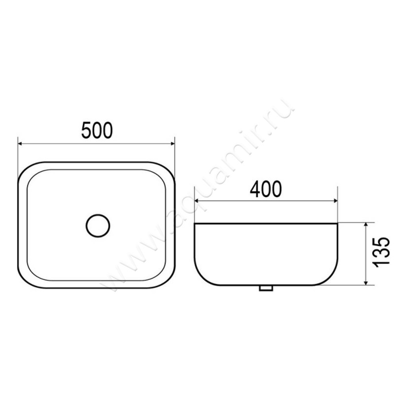 Раковина-чаша накладная Azario AZ41015 размеры