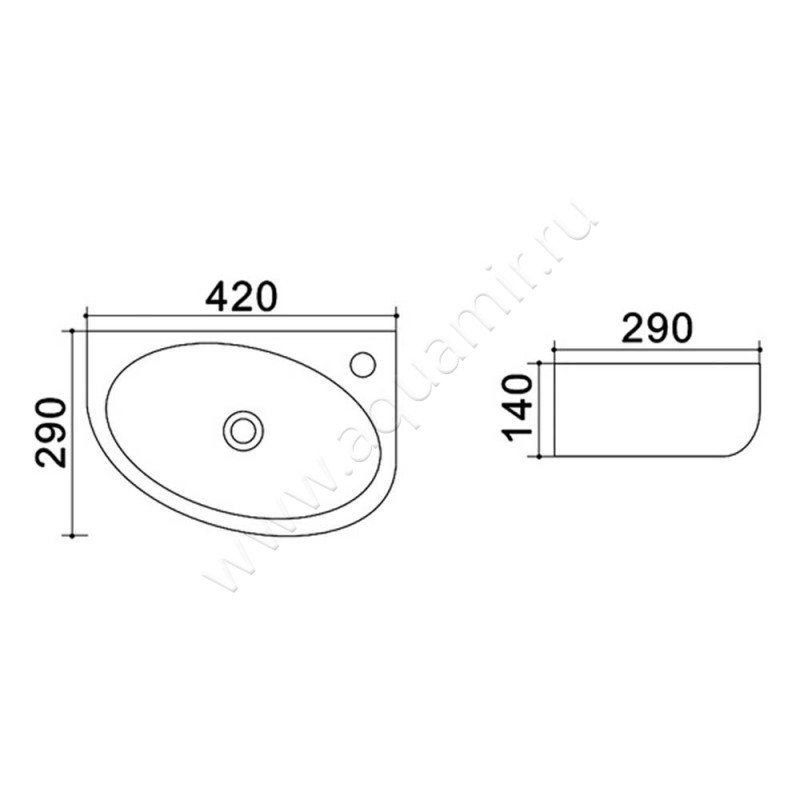 Рукомойник подвесной Azario AZ-4519 размеры