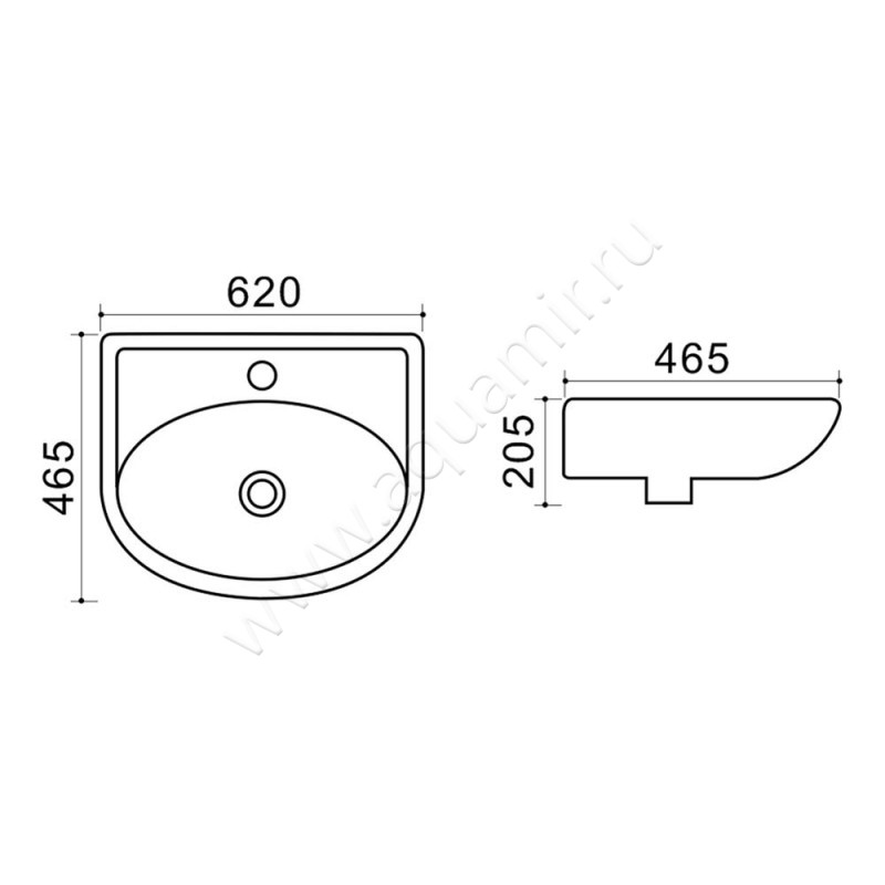 Раковина подвесная Azario TEO-60 размеры