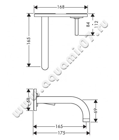 Смеситель для раковины Hansgrohe Axor Uno 38112000 размеры