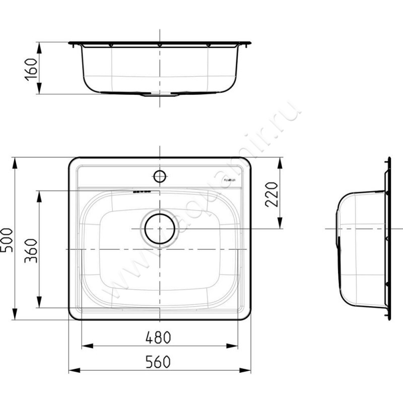 Кухонная мойка Alveus MORE 1106813 размеры