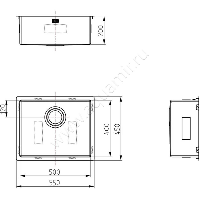 Кухонная мойка Alveus QUADRIX 1102606 размеры