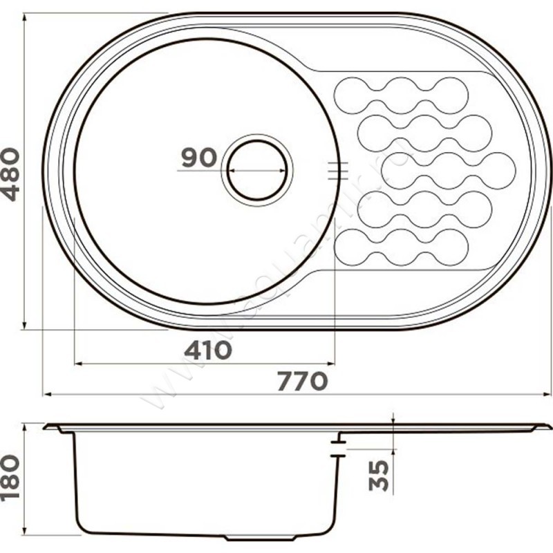 Кухонная мойка Omoikiri Kasumigaura 4993728 размеры