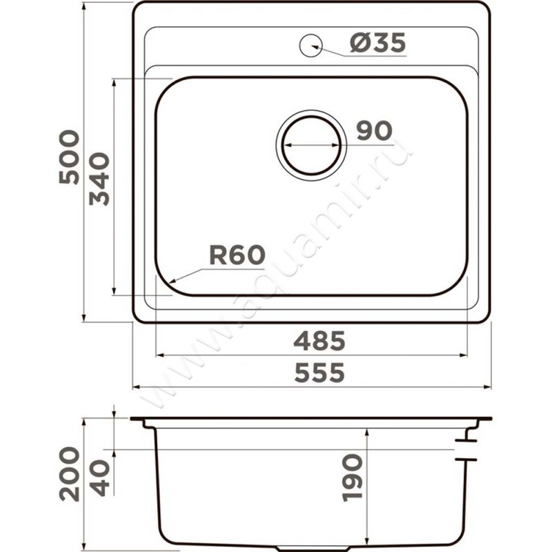 Кухонная мойка Omoikiri Ashi 4993449 размеры