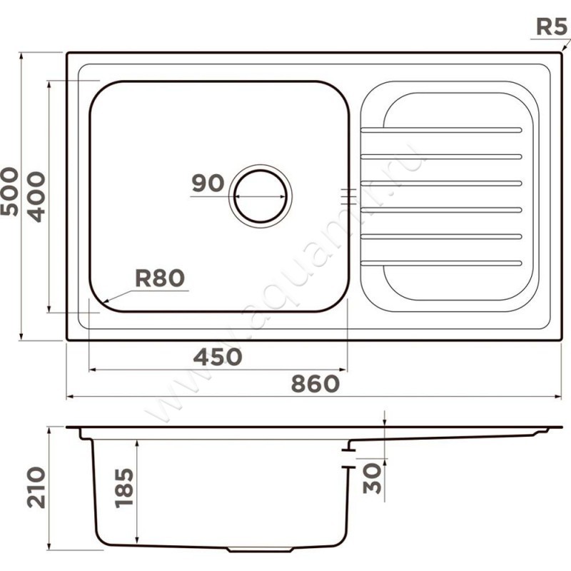 Кухонная мойка Omoikiri Haruna 4993451 размеры