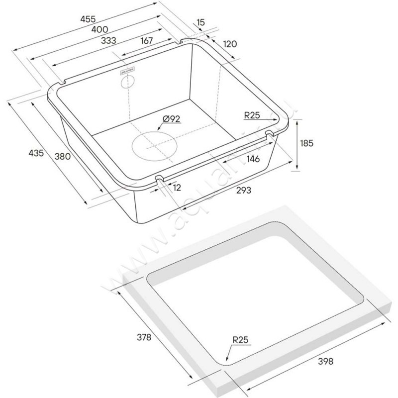 Кухонная мойка Paulmark Unter PM204543-WH размеры