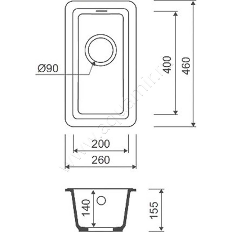 Дополнительная мойка Iddis Tanto TU1W261i87 размеры