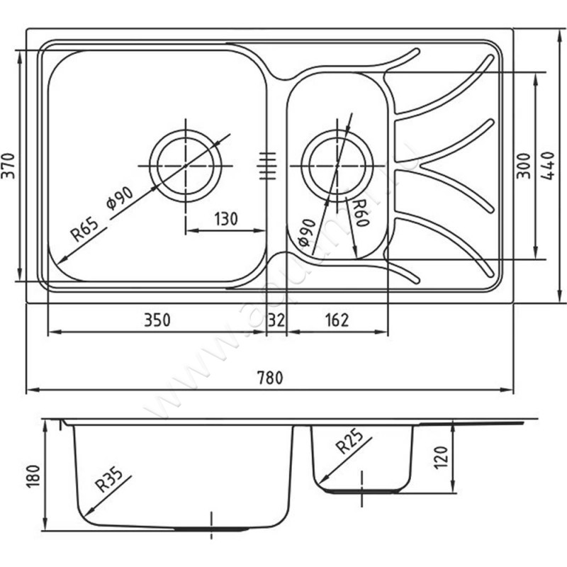 Кухонная мойка Iddis Arro ARR78S1i77 размеры