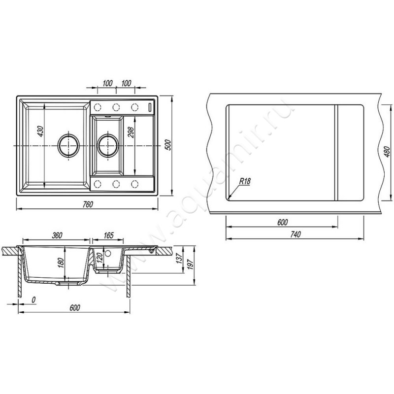 Кухонная мойка Lemark Ramza 9910041 размеры