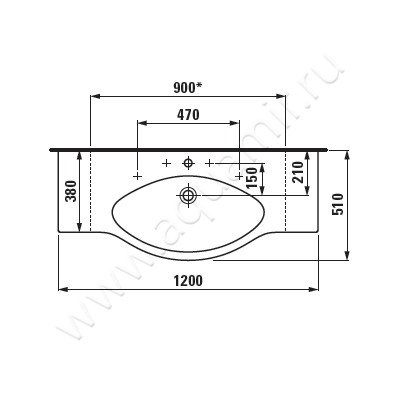 Раковина мебельная накладная Laufen Palace 811704000104R размеры