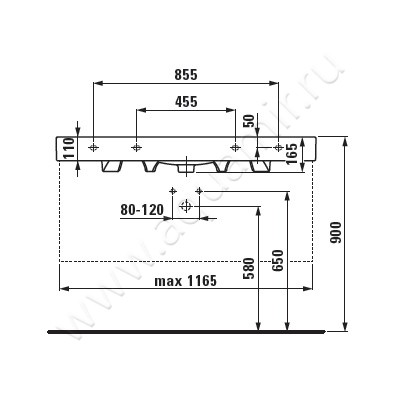 Раковина мебельная накладная Laufen Palace 811704000104R размеры