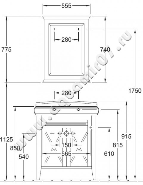 Зеркало Villeroy & Boch Hommage 85650000 размеры