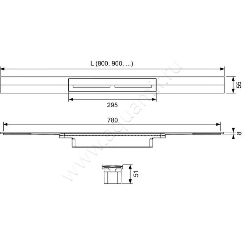 Душевой профиль для дренажа TECE Drainprofile 671021 размеры