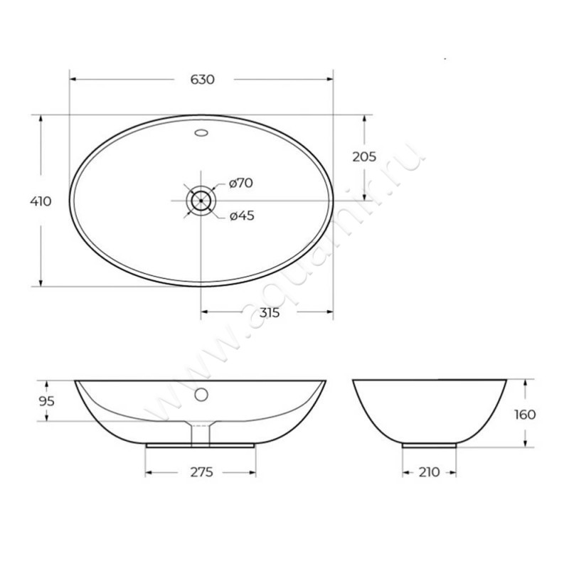 Раковина-чаша накладная BelBagno BB1104 размеры