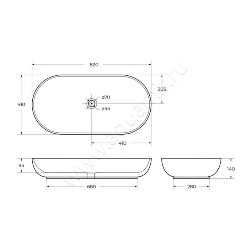 Раковина-чаша накладная BelBagno BB1349 размеры