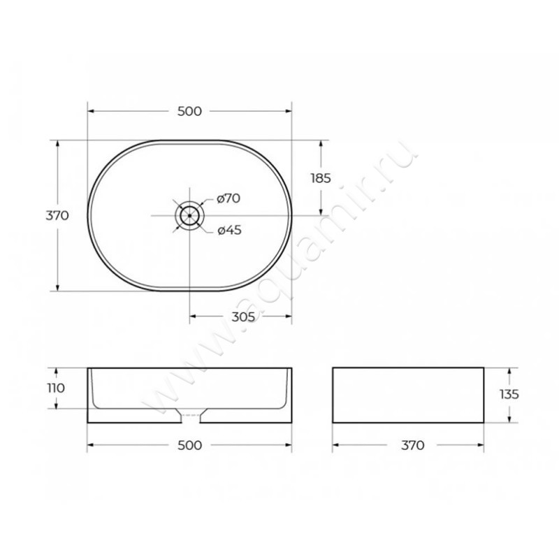 Раковина-чаша накладная BelBagno BB1483 размеры
