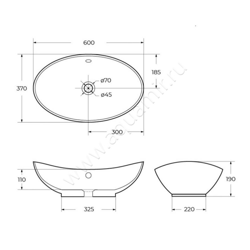 Раковина-чаша накладная BelBagno BB1087 размеры