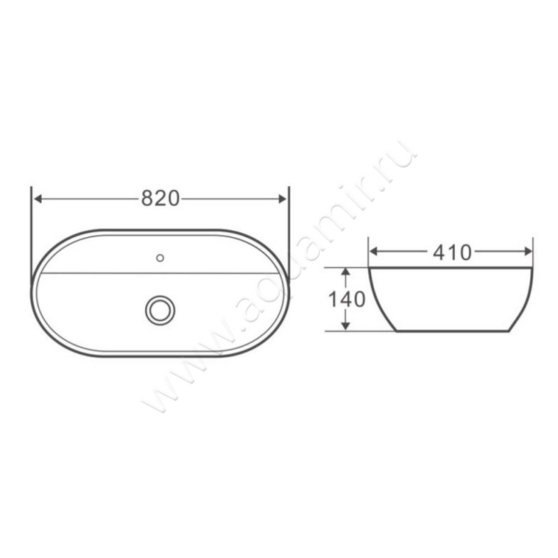 Раковина-чаша накладная с отверстием под смеситель BelBagno BB1347 размеры