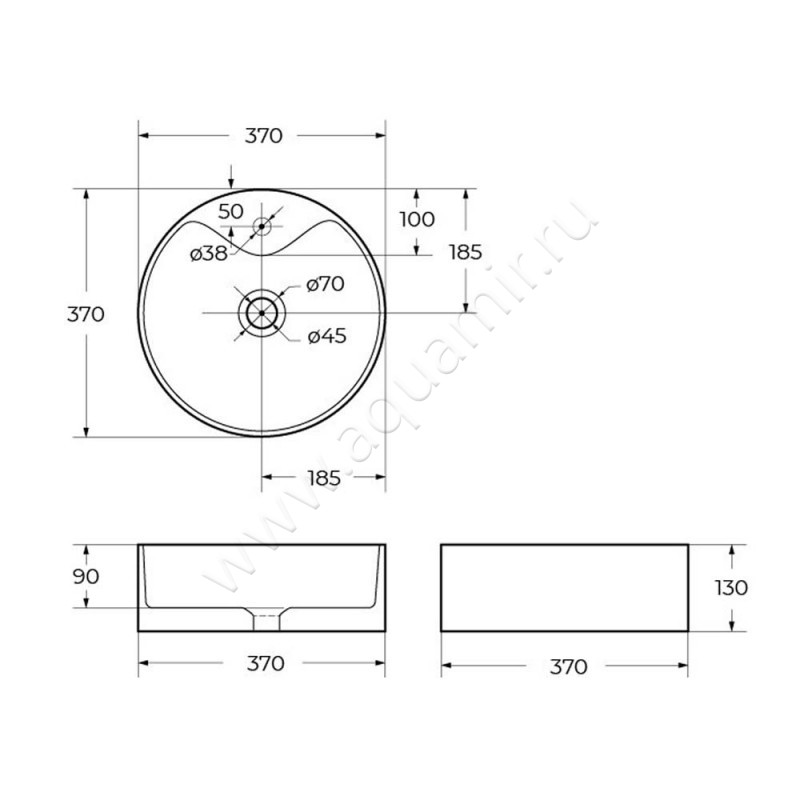 Раковина-чаша накладная с отверстием под смеситель BelBagno BB1400 размеры