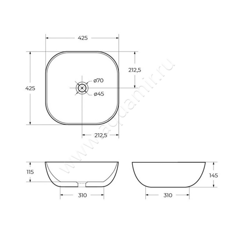 Раковина-чаша накладная BelBagno BB1301 размеры