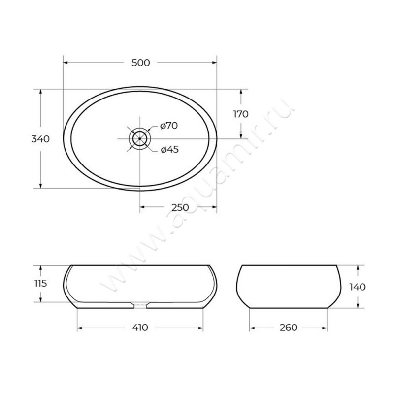 Раковина-чаша накладная BelBagno BB1085 размеры