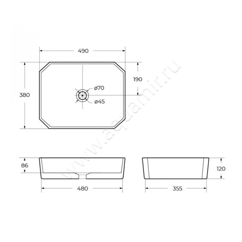 Раковина-чаша накладная BelBagno BB1386 размеры