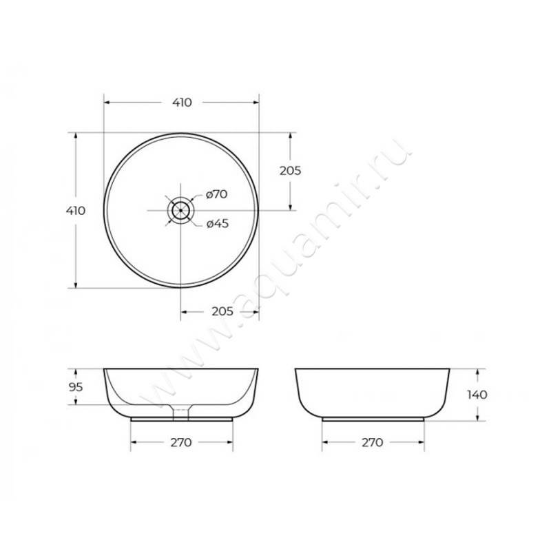 Раковина-чаша накладная BelBagno BB1315-H316 размеры