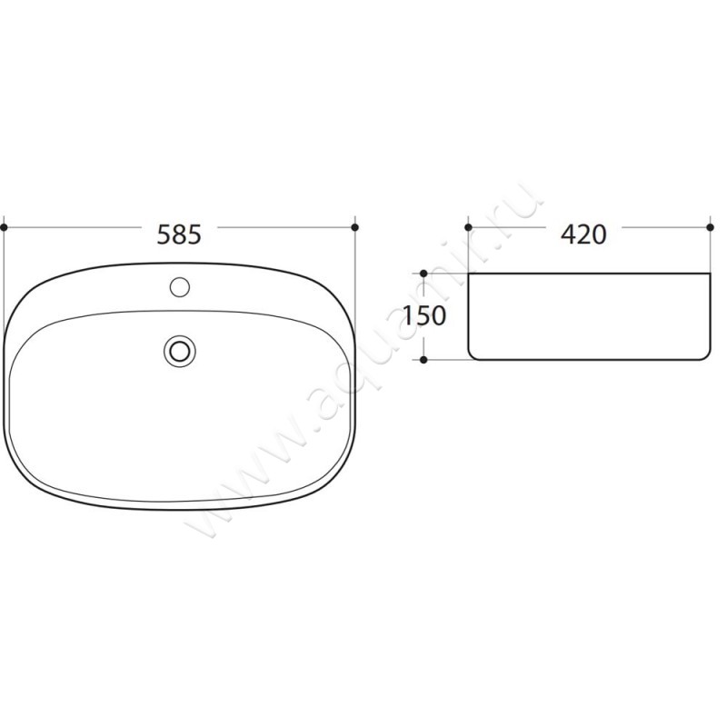 Раковина-чаша накладная с отверстием под смеситель Art&Max AM-78374 размеры