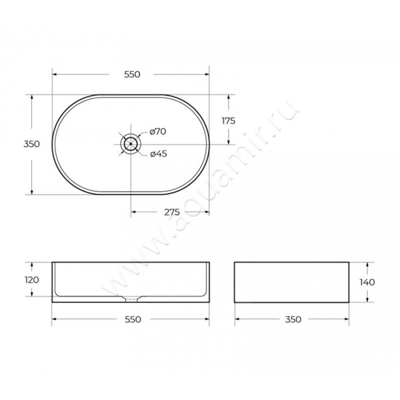 Раковина-чаша накладная BelBagno BB1048 размеры