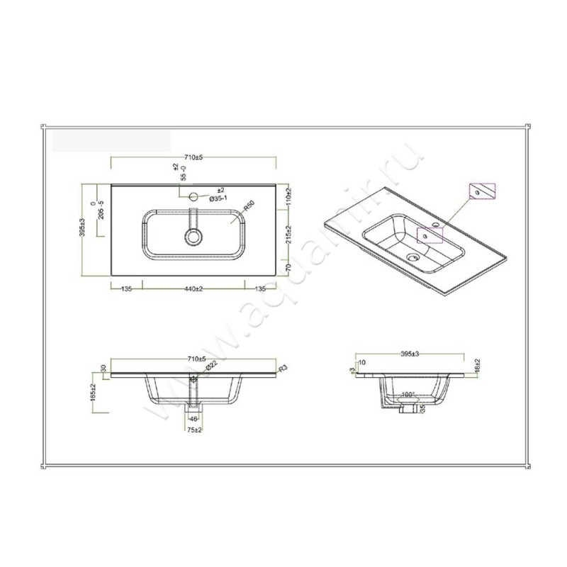 Раковина мебельная накладная BelBagno BB700/390ETL размеры