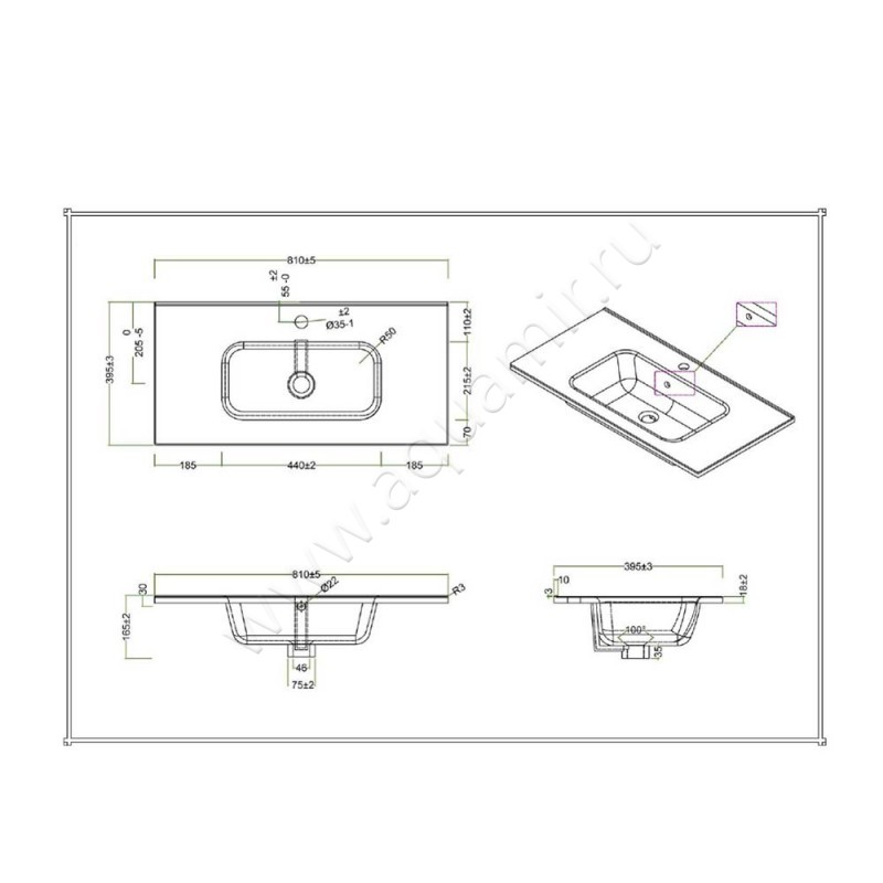 Раковина мебельная накладная BelBagno BB800/390ETL размеры