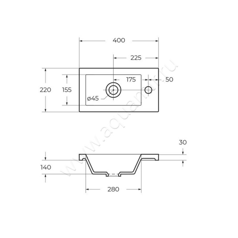 Раковина мебельная накладная BelBagno BB-400-PM-LVB размеры