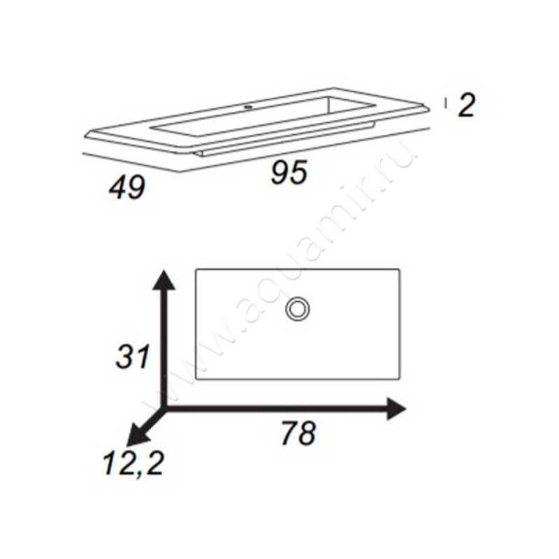 Раковина мебельная накладная Cezares 50264 размеры