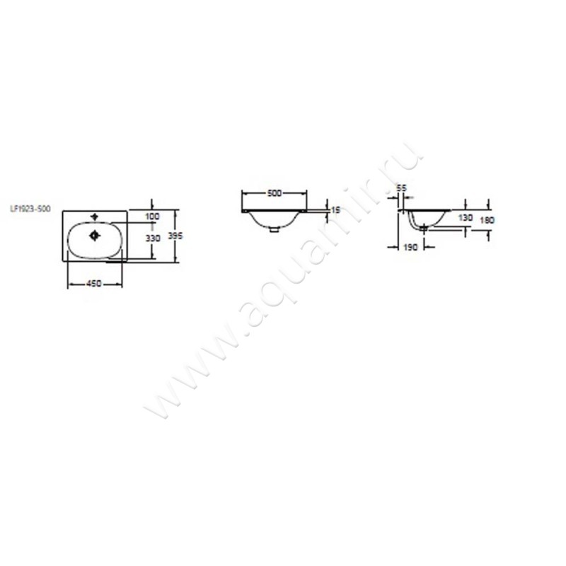 Раковина мебельная накладная BelBagno BB1923-500 размеры