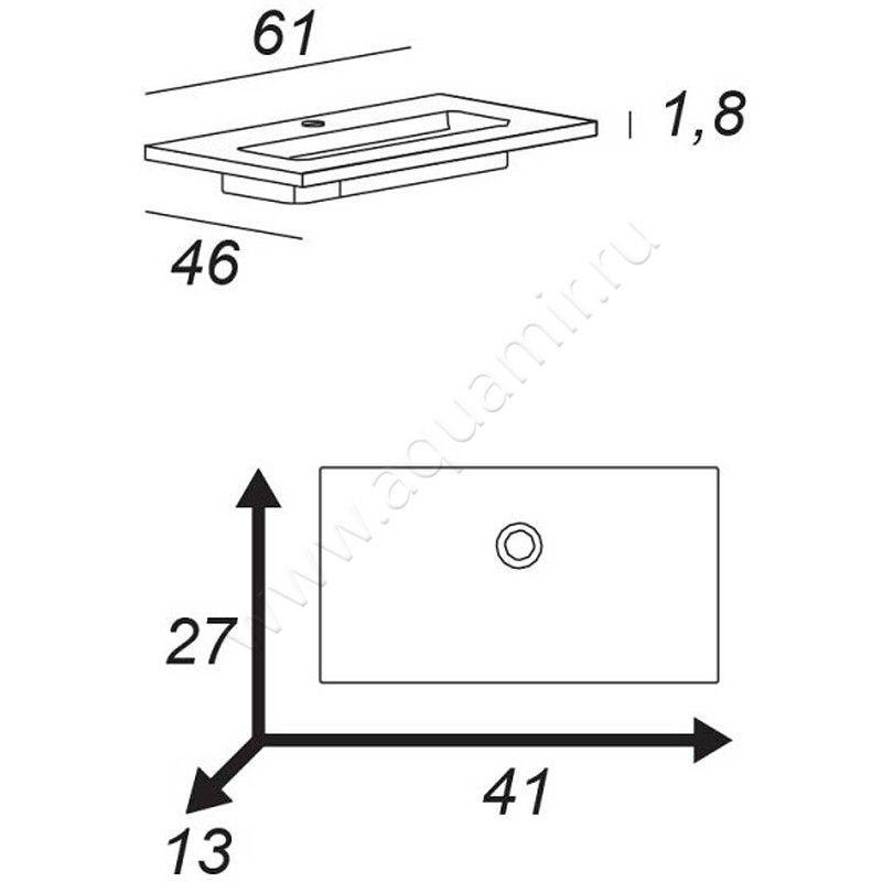 Раковина мебельная накладная Cezares 50202 размеры