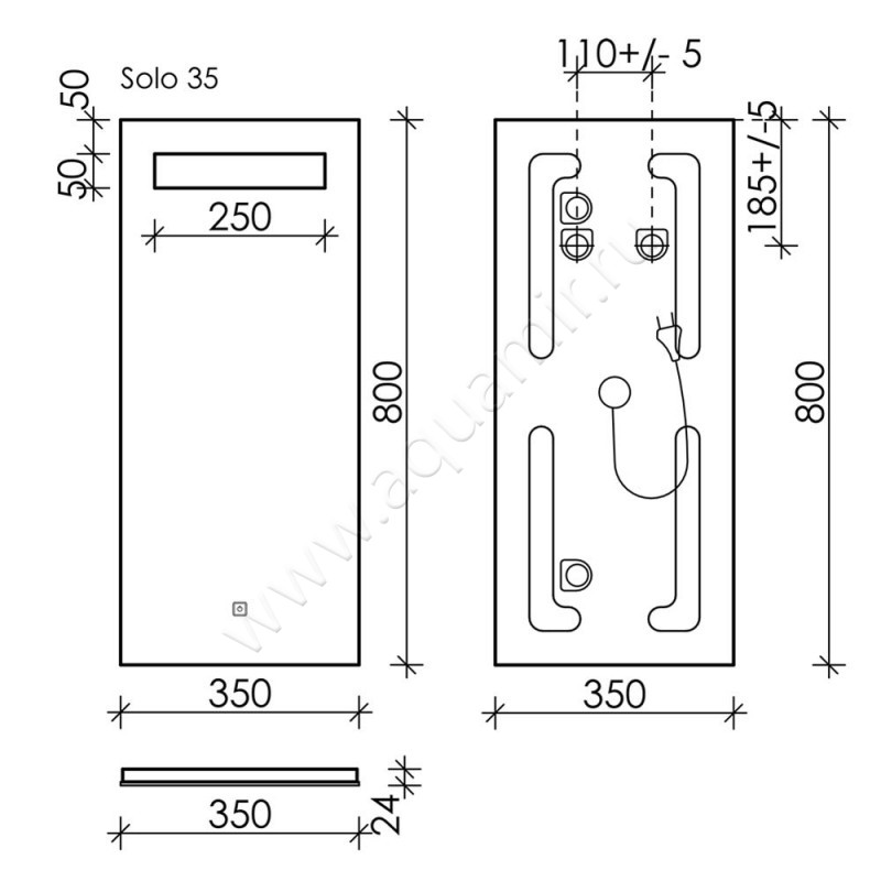 Зеркало c подсветкой Sancos Solo SL35 размеры