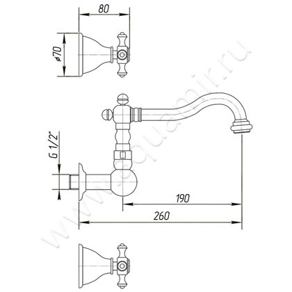 Встраиваемый смеситель для раковины Migliore Prestige ML.PRS-769.CR размеры